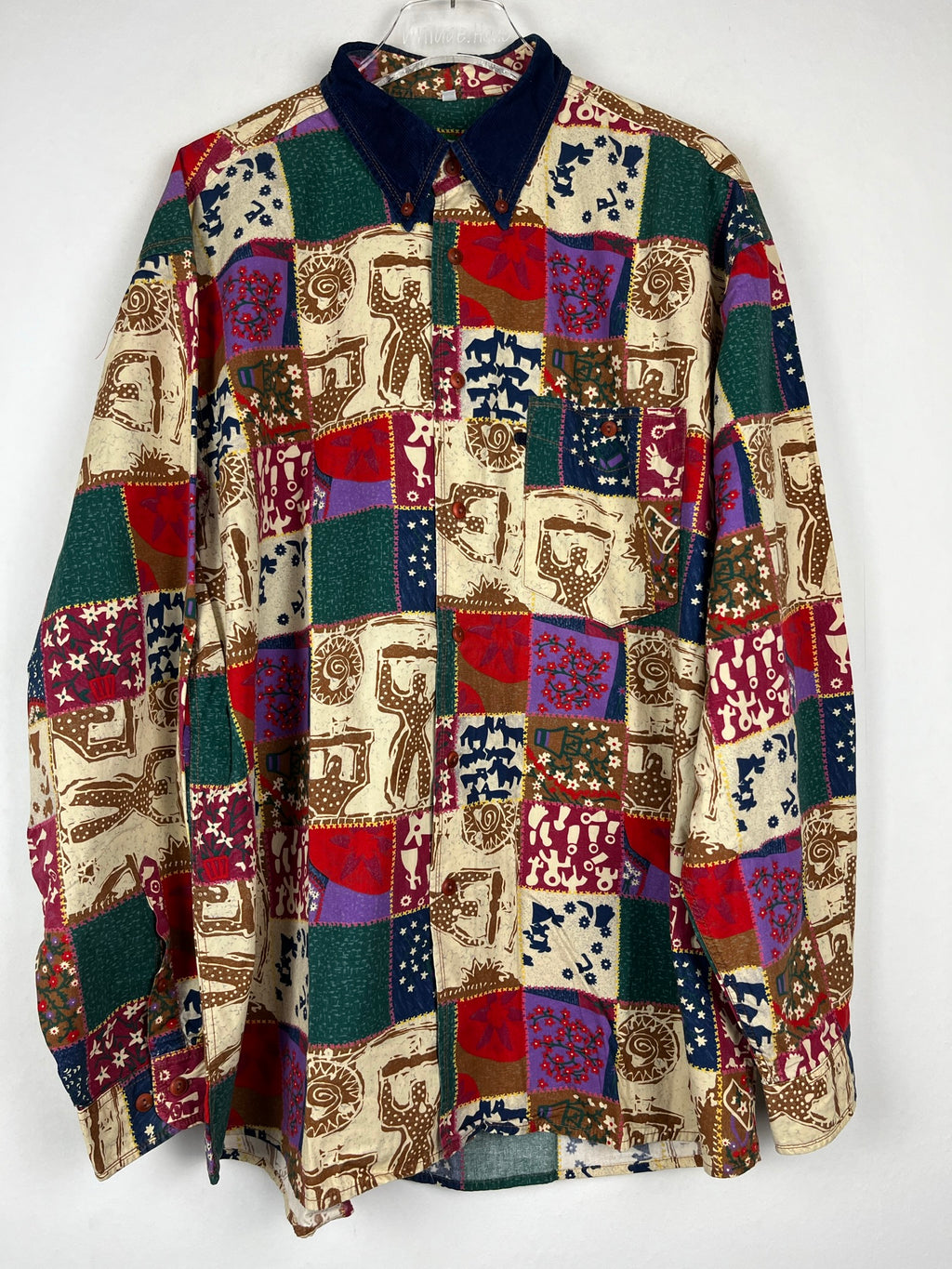 Vintage Crazy Pattern Baumwollhemd (XL)