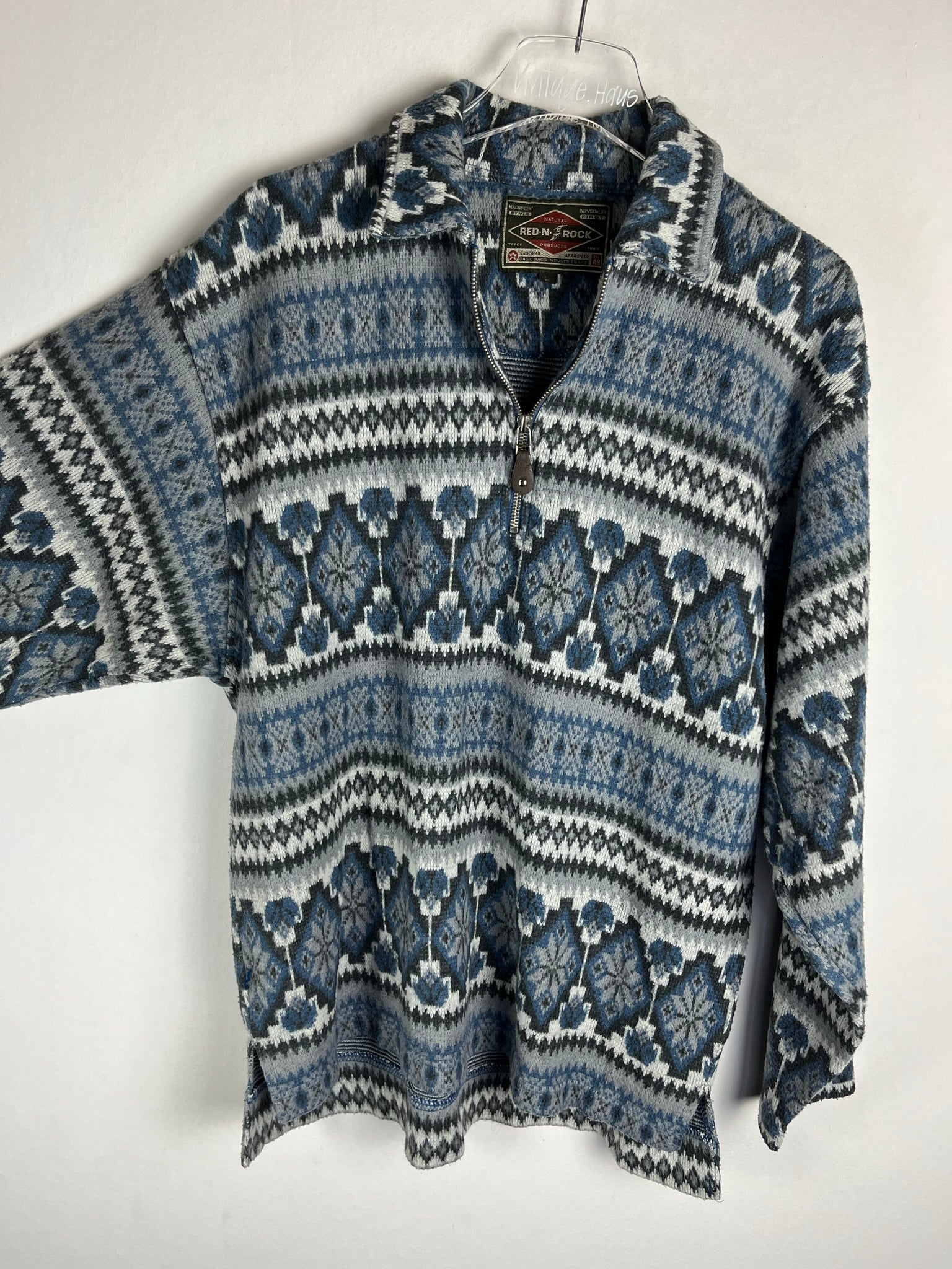 Vintage Fleece / Acryl Half-Zip Sweater (M)