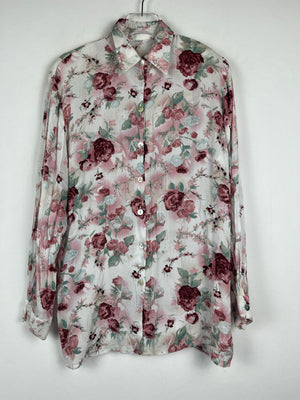 Vintage Crazy Pattern Hemd mit Schulterpolster (S)