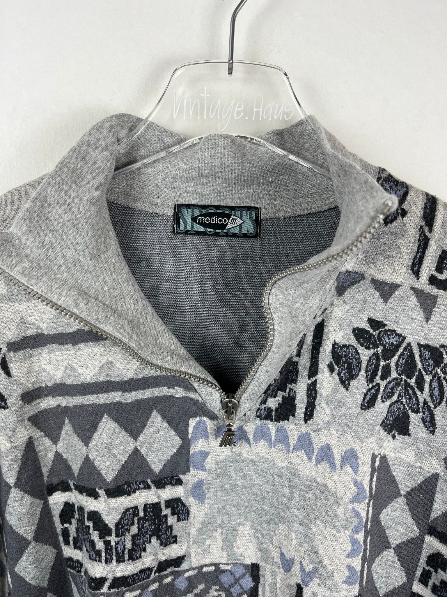 Vintage Fleece / Baumwoll Half-Zip Sweater (M-L)