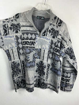 Vintage Fleece / Baumwoll Half-Zip Sweater (M-L)
