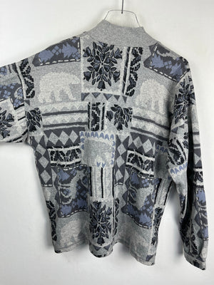 Vintage Fleece / Baumwoll Half-Zip Sweater (M-L)