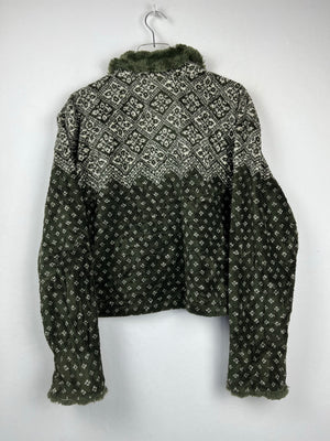 Vintage Fleece Sweatshirtjacke (L Frauen)
