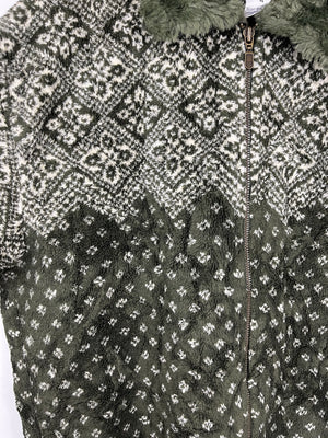 Vintage Fleece Sweatshirtjacke (L Frauen)