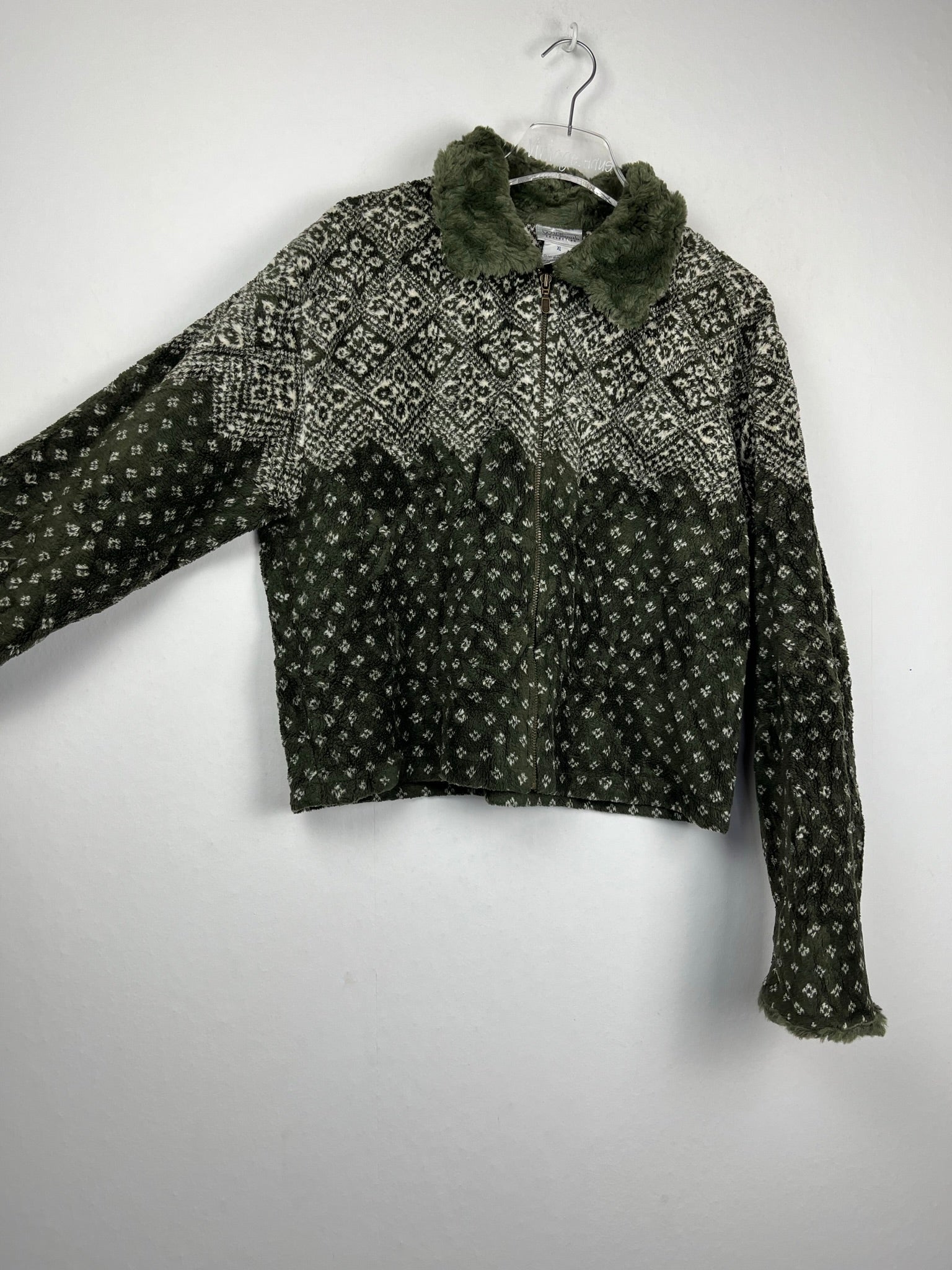 Vintage Fleece Sweatshirtjacke (L Frauen)