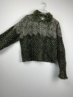 Vintage Fleece Sweatshirtjacke (L Frauen)
