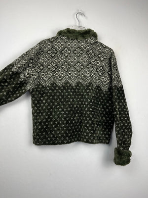 Vintage Fleece Sweatshirtjacke (L Frauen)