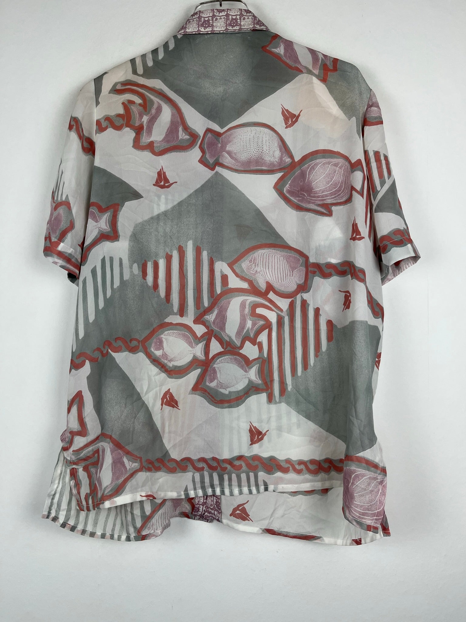 Vintage Crazy Pattern Hemd mit Schulterpolster (L)