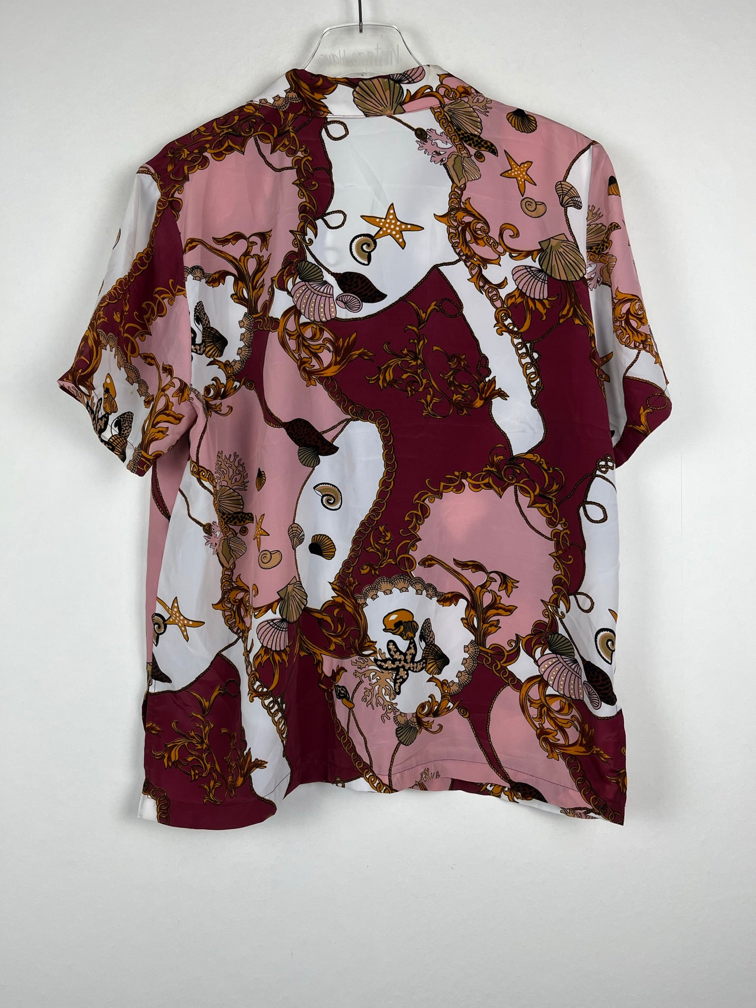 Vintage Crazy Pattern Hemd mit Schulterpolster (M)