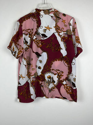 Vintage Crazy Pattern Hemd mit Schulterpolster (M)