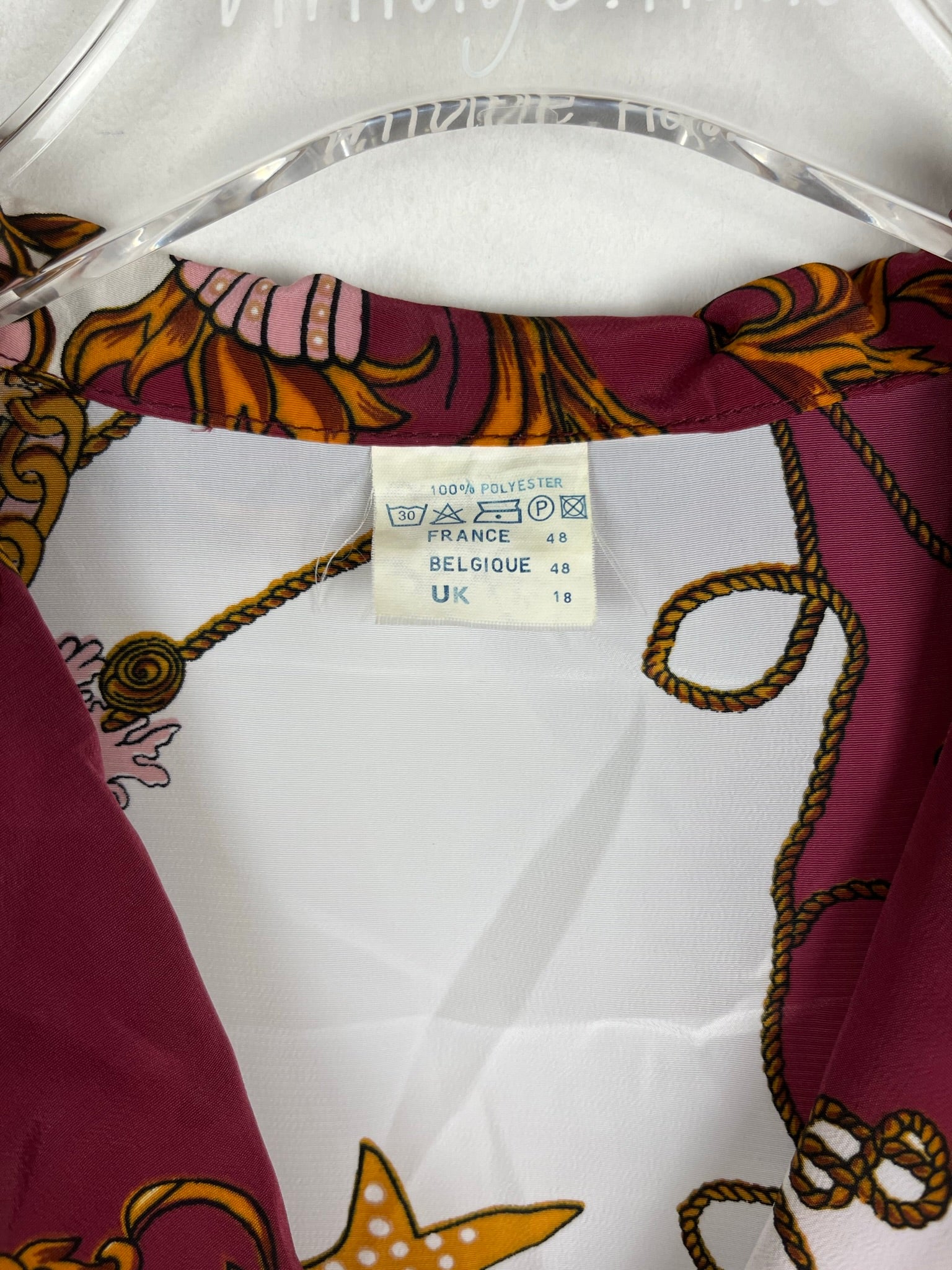 Vintage Crazy Pattern Hemd mit Schulterpolster (M)