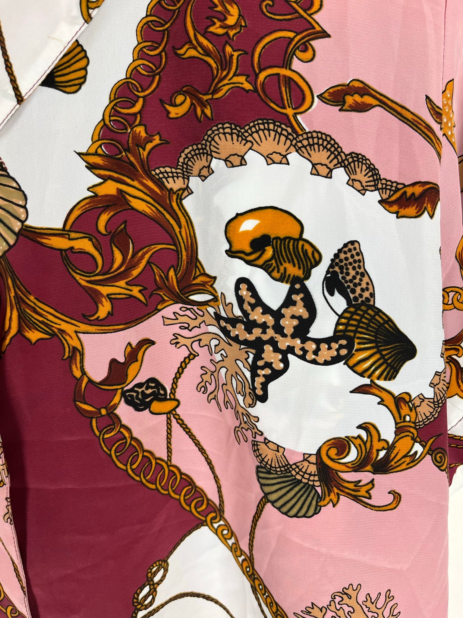 Vintage Crazy Pattern Hemd mit Schulterpolster (M)