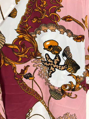 Vintage Crazy Pattern Hemd mit Schulterpolster (M)
