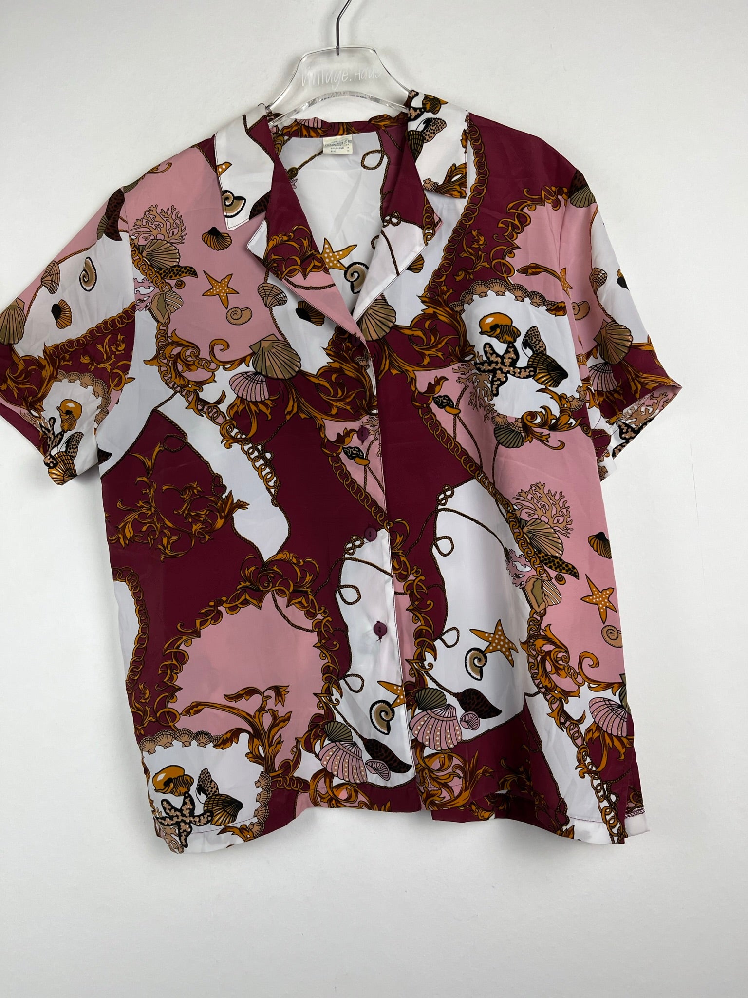 Vintage Crazy Pattern Hemd mit Schulterpolster (M)