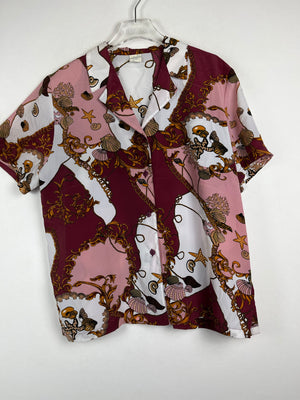 Vintage Crazy Pattern Hemd mit Schulterpolster (M)