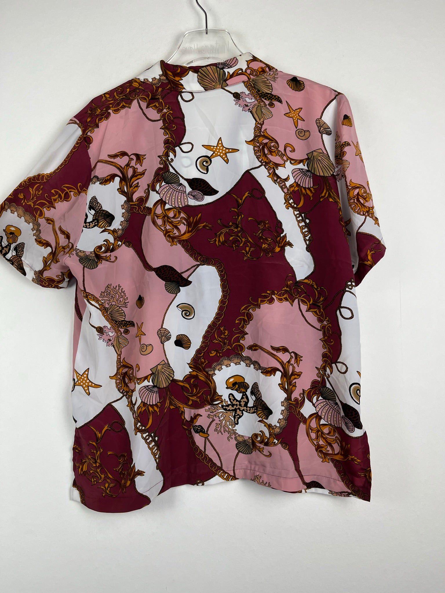 Vintage Crazy Pattern Hemd mit Schulterpolster (M)