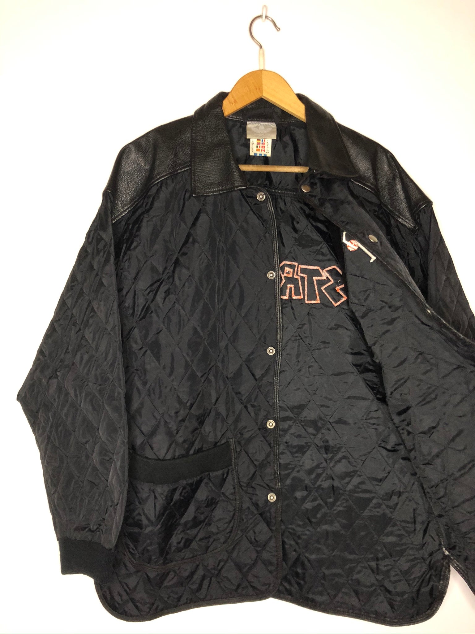 Vintage Adidas Streetball Steppjacke mit Lederapplikation (L)