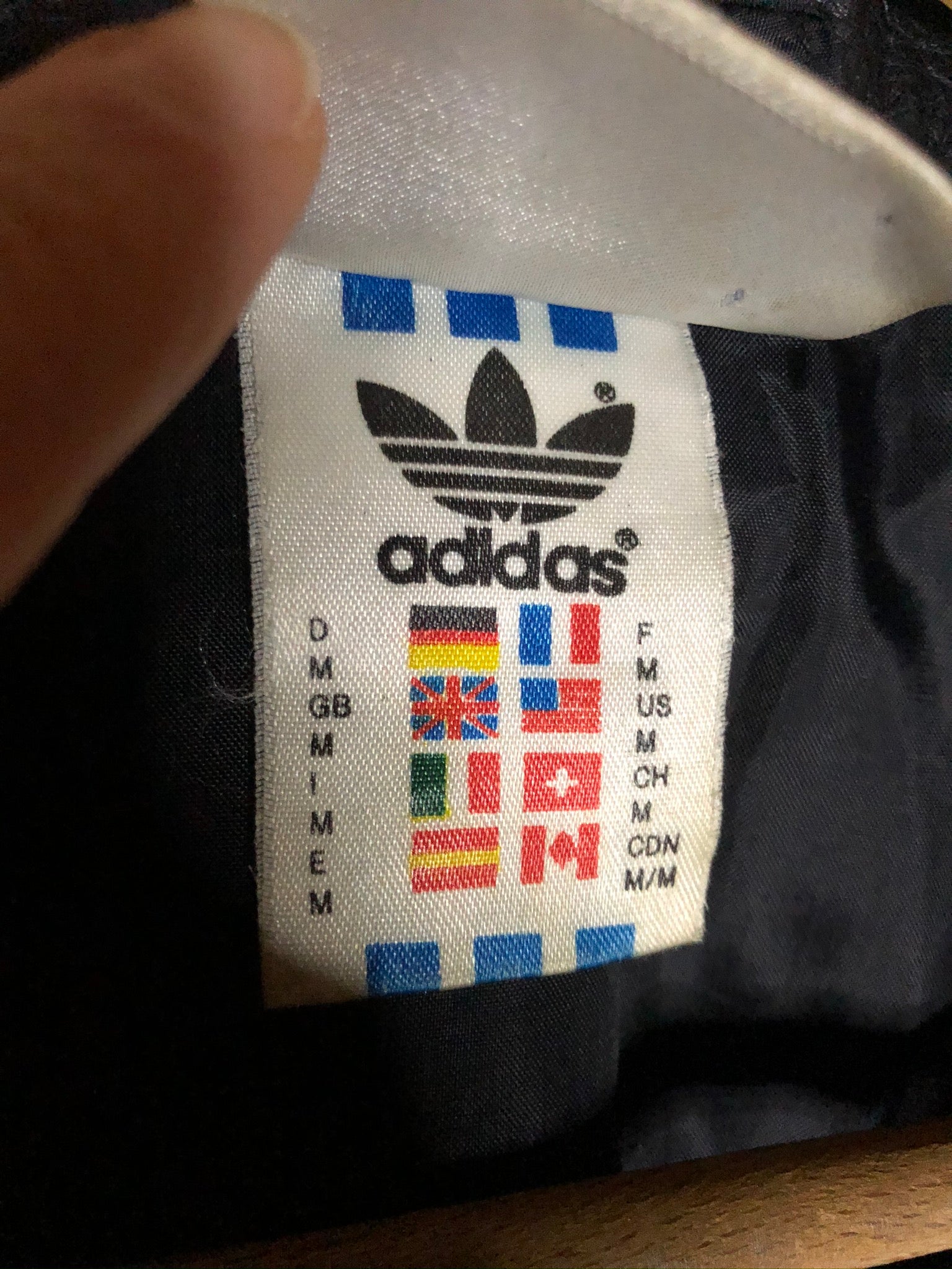 Vintage Adidas Streetball Steppjacke mit Lederapplikation (L)
