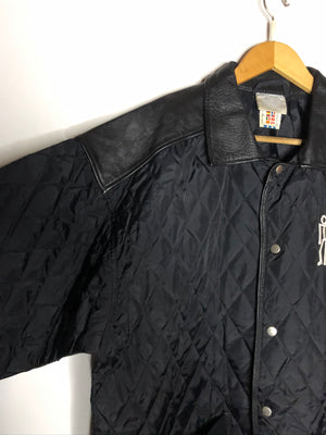 Vintage Adidas Streetball Steppjacke mit Lederapplikation (L)