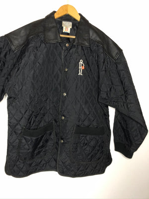 Vintage Adidas Streetball Steppjacke mit Lederapplikation (L)