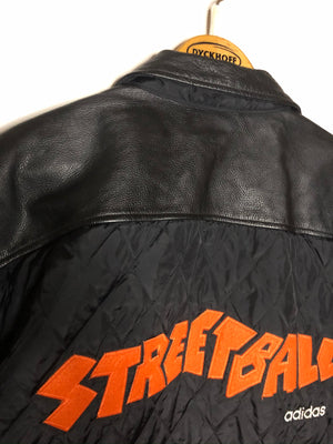 Vintage Adidas Streetball Steppjacke mit Lederapplikation (L)