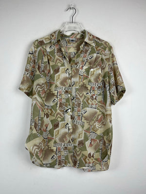 Vintage Crazy Pattern Polyester Hemd (S)