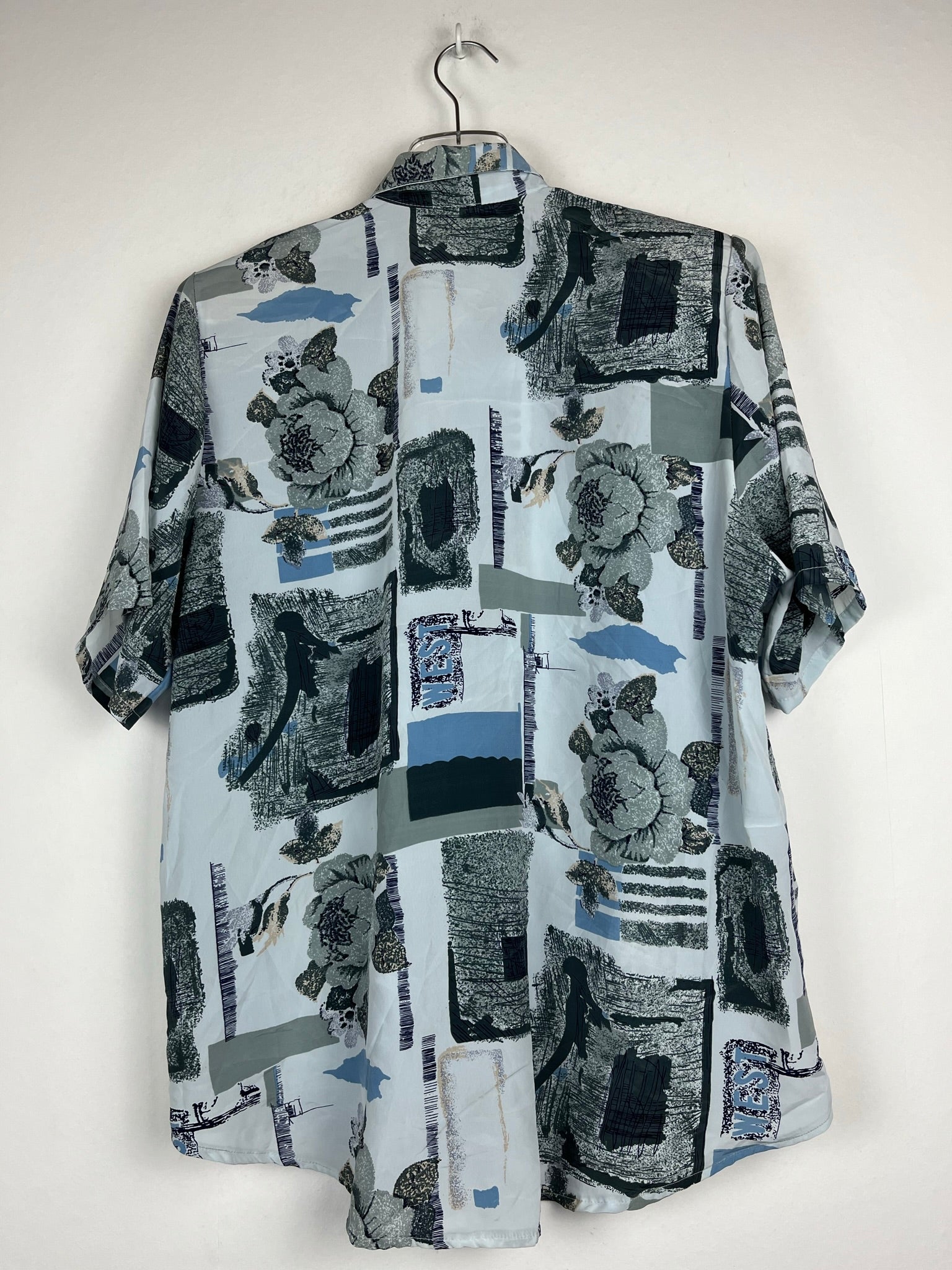 Vintage Crazy Pattern Hemd mit Schulterpolster (L)