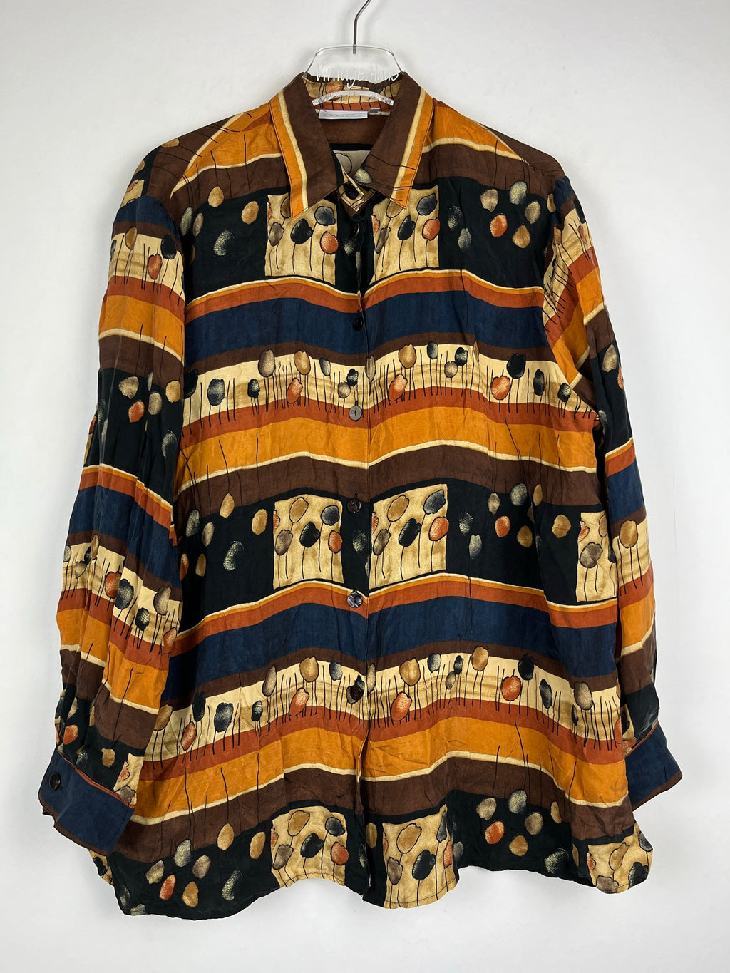 Vintage Crazy Pattern Hemd mit Schulterpolster (XL)
