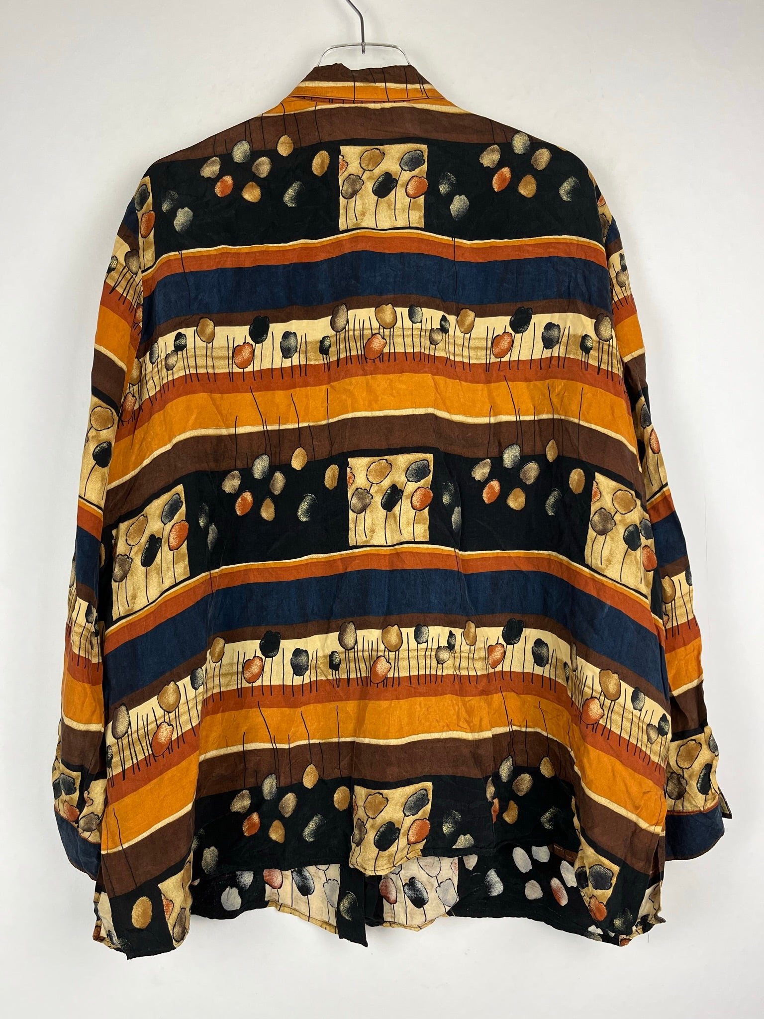 Vintage Crazy Pattern Hemd mit Schulterpolster (XL)
