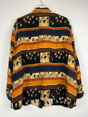 Vintage Crazy Pattern Hemd mit Schulterpolster (XL)