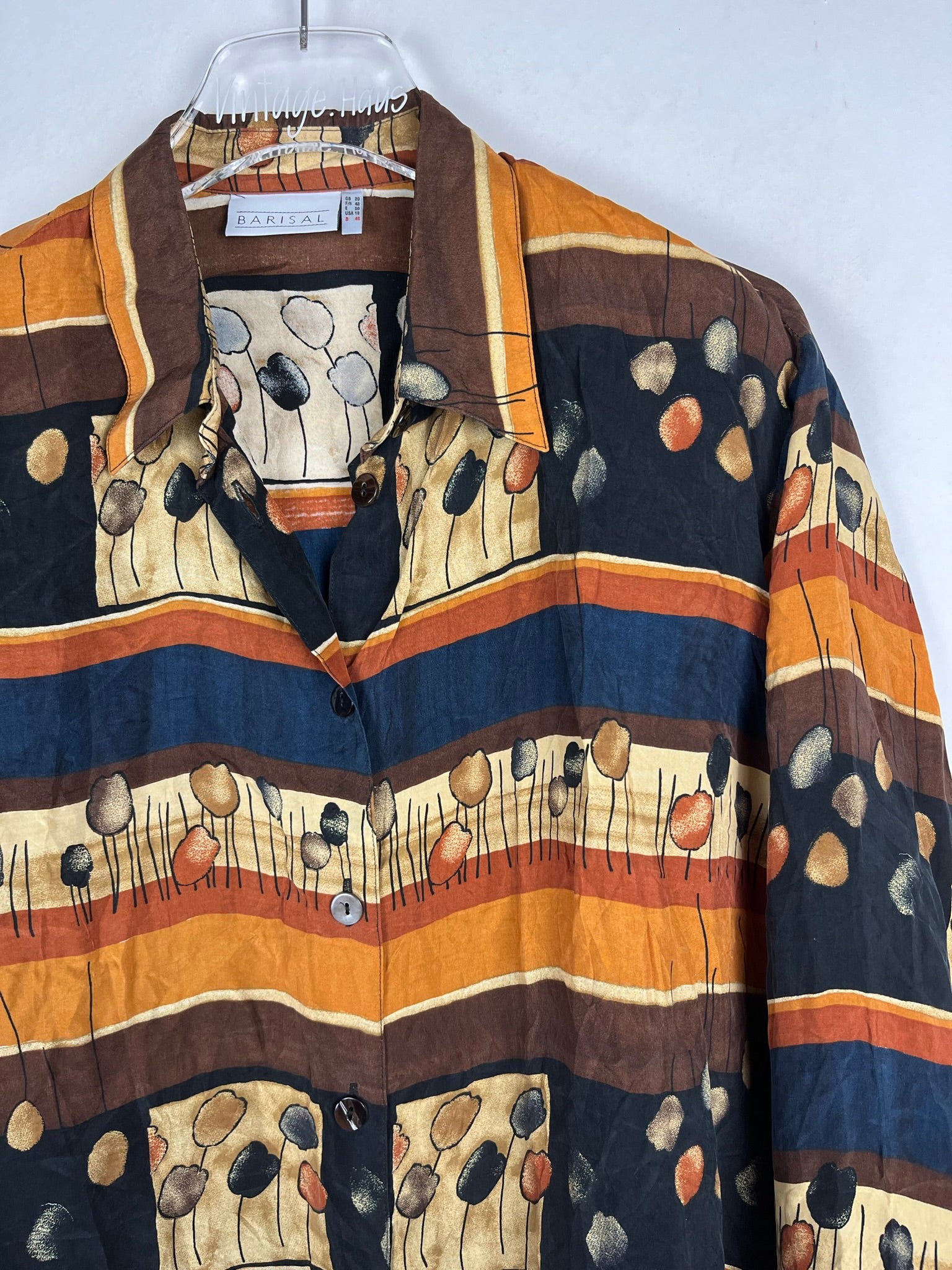 Vintage Crazy Pattern Hemd mit Schulterpolster (XL)