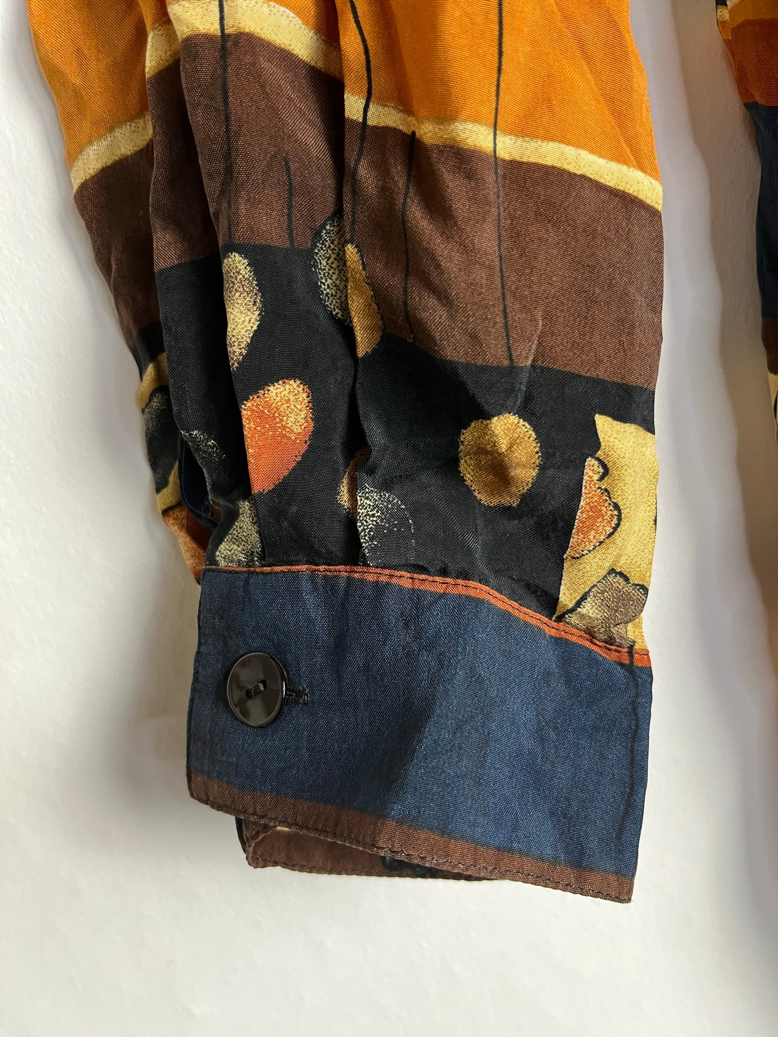 Vintage Crazy Pattern Hemd mit Schulterpolster (XL)