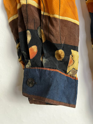 Vintage Crazy Pattern Hemd mit Schulterpolster (XL)