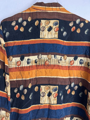 Vintage Crazy Pattern Hemd mit Schulterpolster (XL)