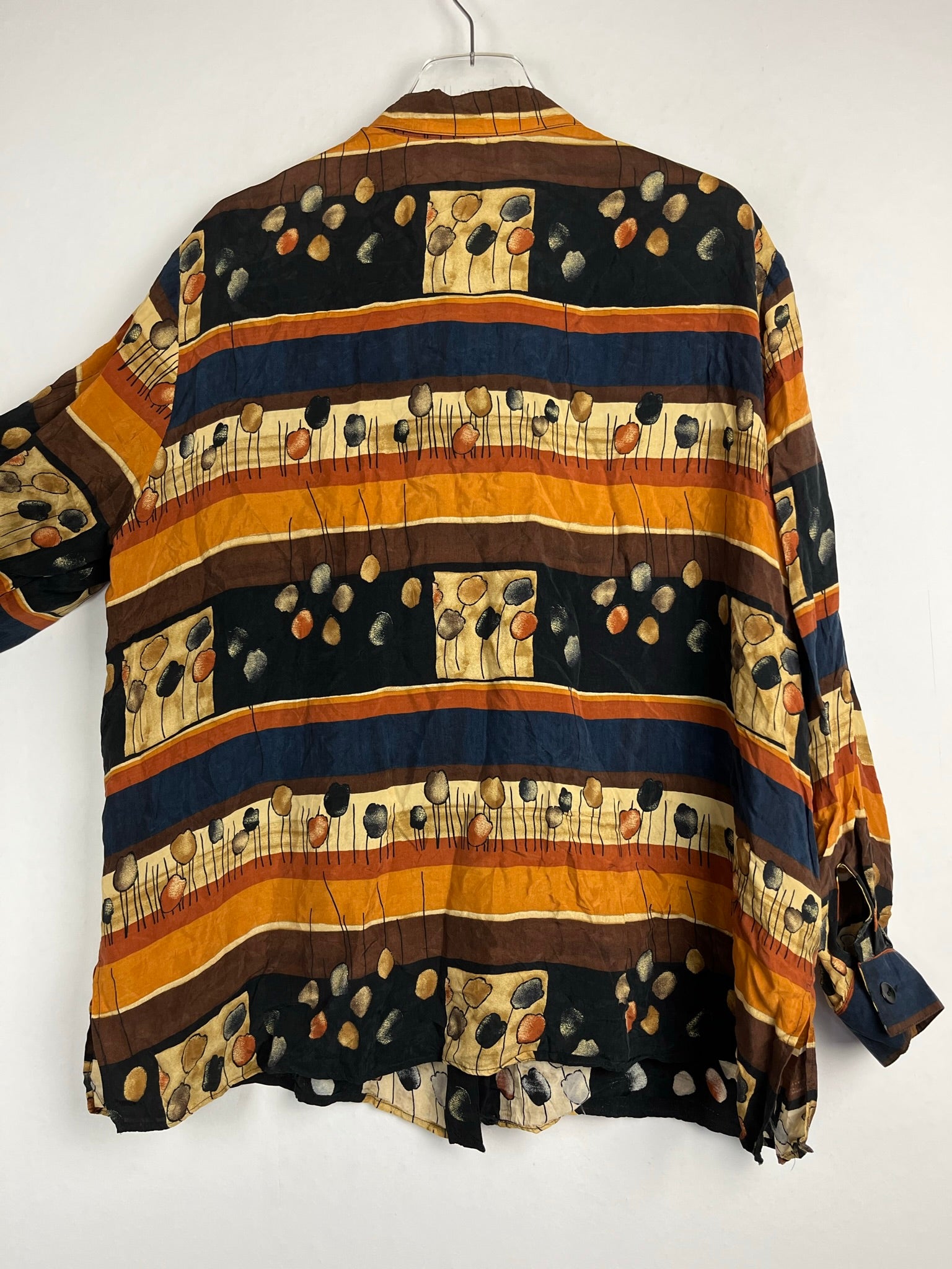 Vintage Crazy Pattern Hemd mit Schulterpolster (XL)