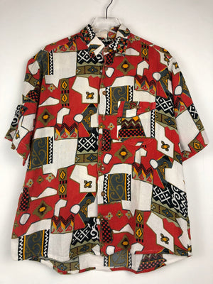 Vintage Crazy Pattern Seidensticker Baumwollhemd (M)