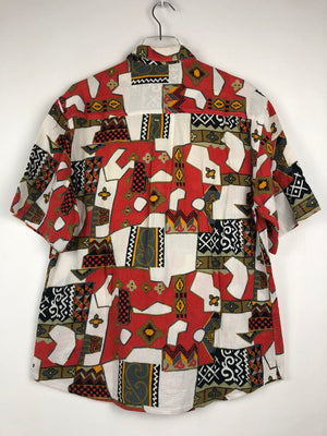 Vintage Crazy Pattern Seidensticker Baumwollhemd (M)