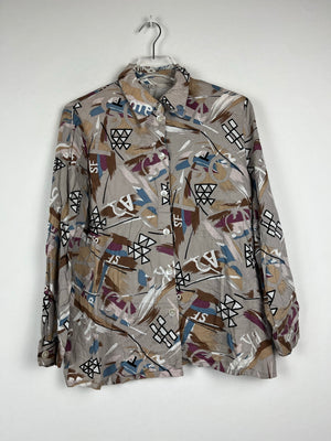 Vintage Crazy Pattern Hemd mit Schulterpolster (S)