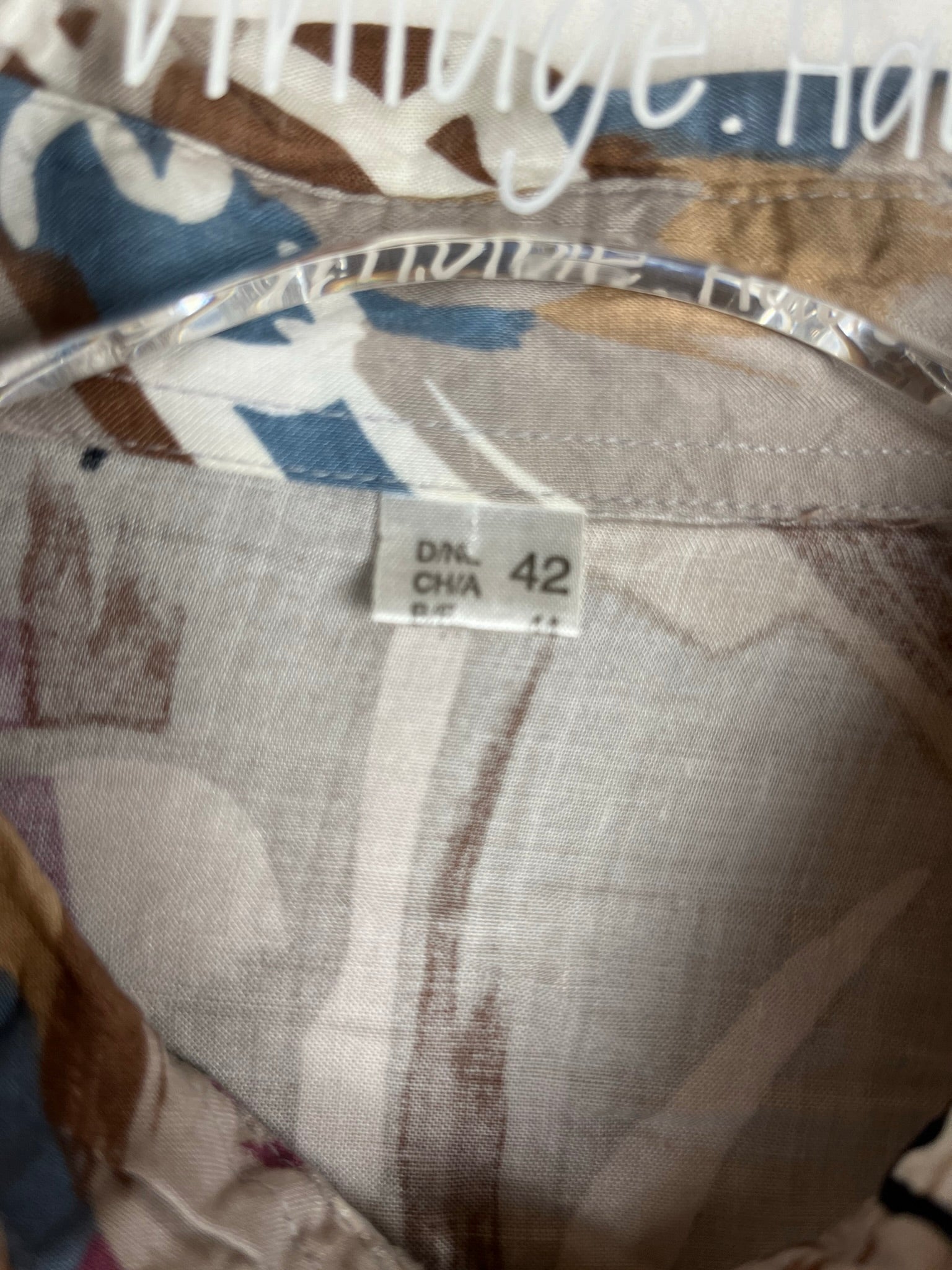 Vintage Crazy Pattern Hemd mit Schulterpolster (S)