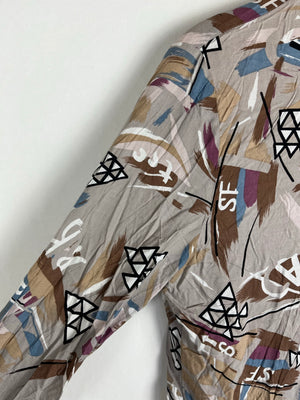 Vintage Crazy Pattern Hemd mit Schulterpolster (S)