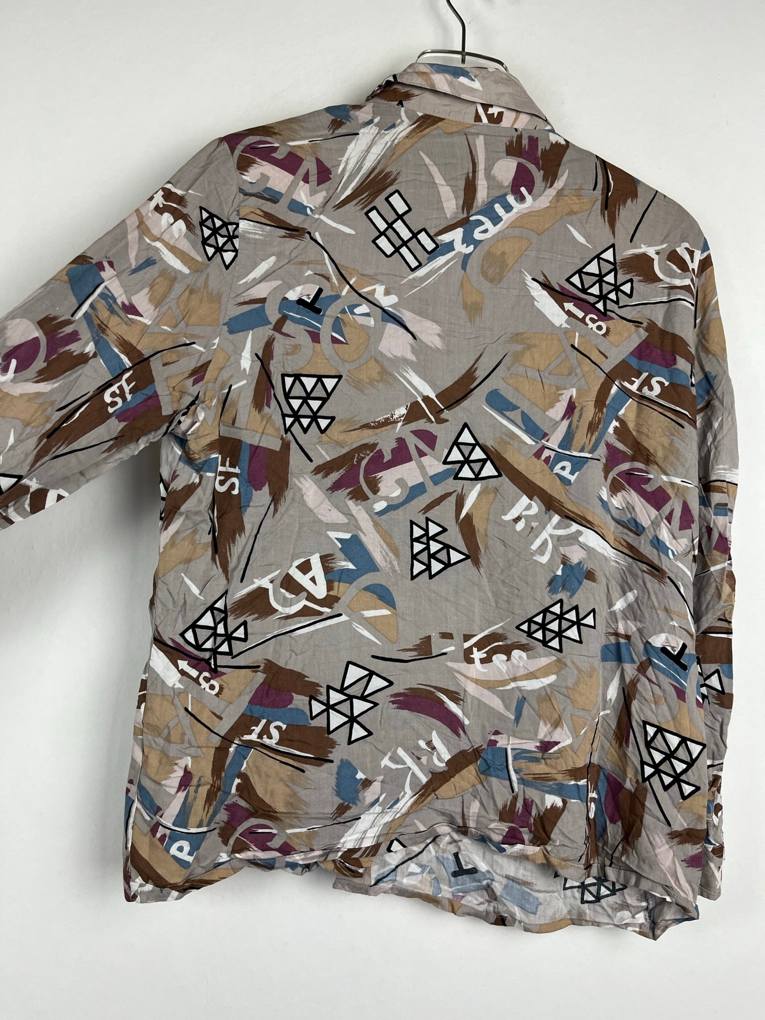 Vintage Crazy Pattern Hemd mit Schulterpolster (S)