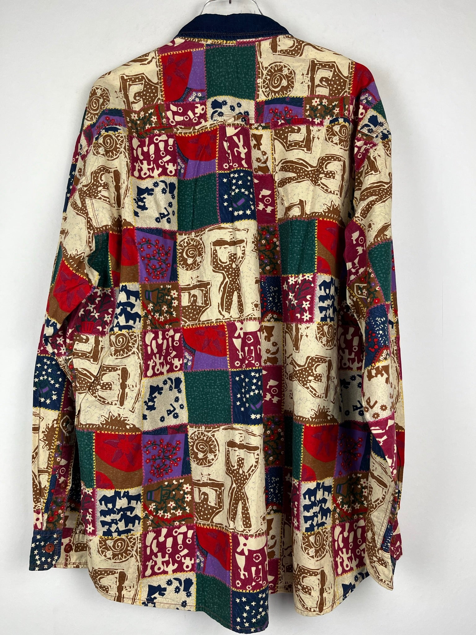 Vintage Crazy Pattern Baumwollhemd (XL)