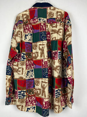 Vintage Crazy Pattern Baumwollhemd (XL)