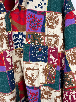 Vintage Crazy Pattern Baumwollhemd (XL)