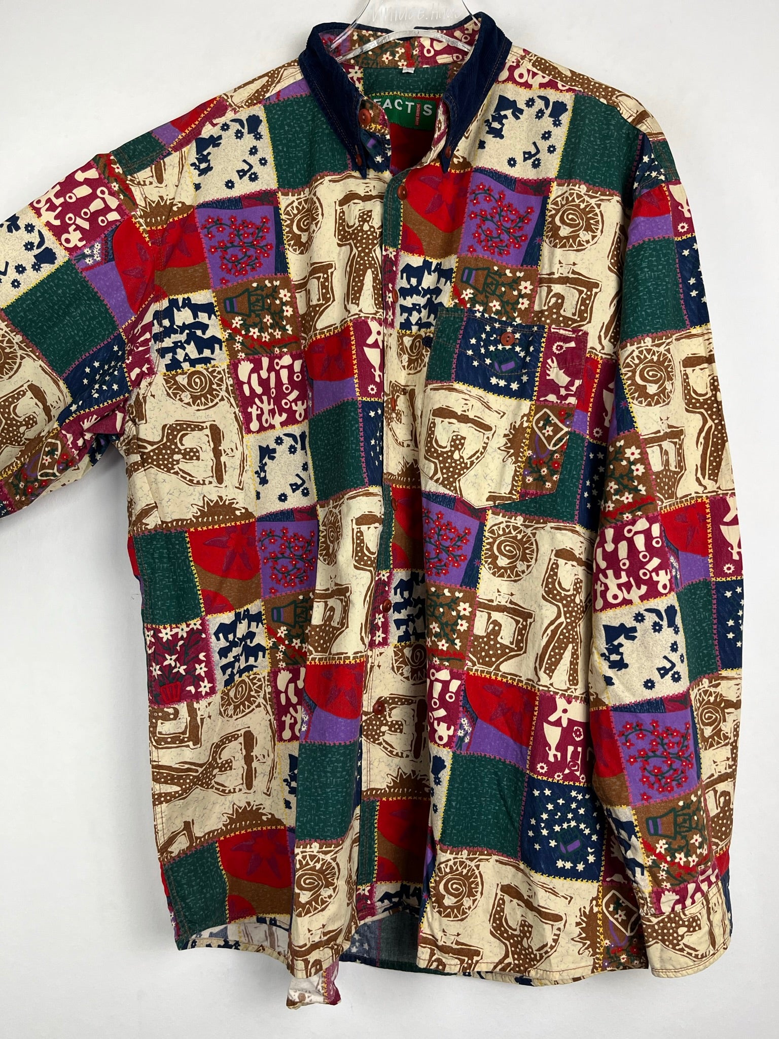 Vintage Crazy Pattern Baumwollhemd (XL)