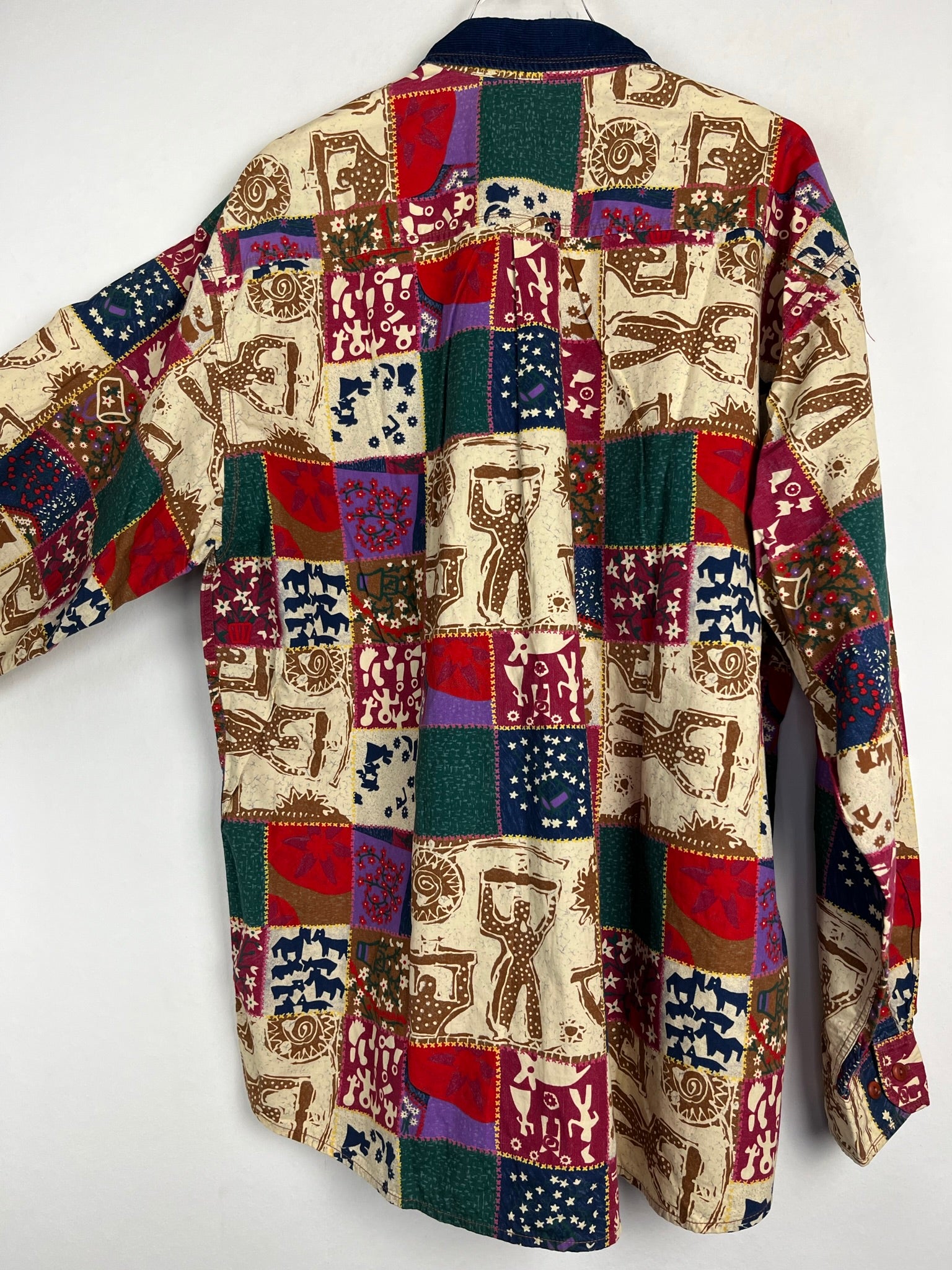 Vintage Crazy Pattern Baumwollhemd (XL)