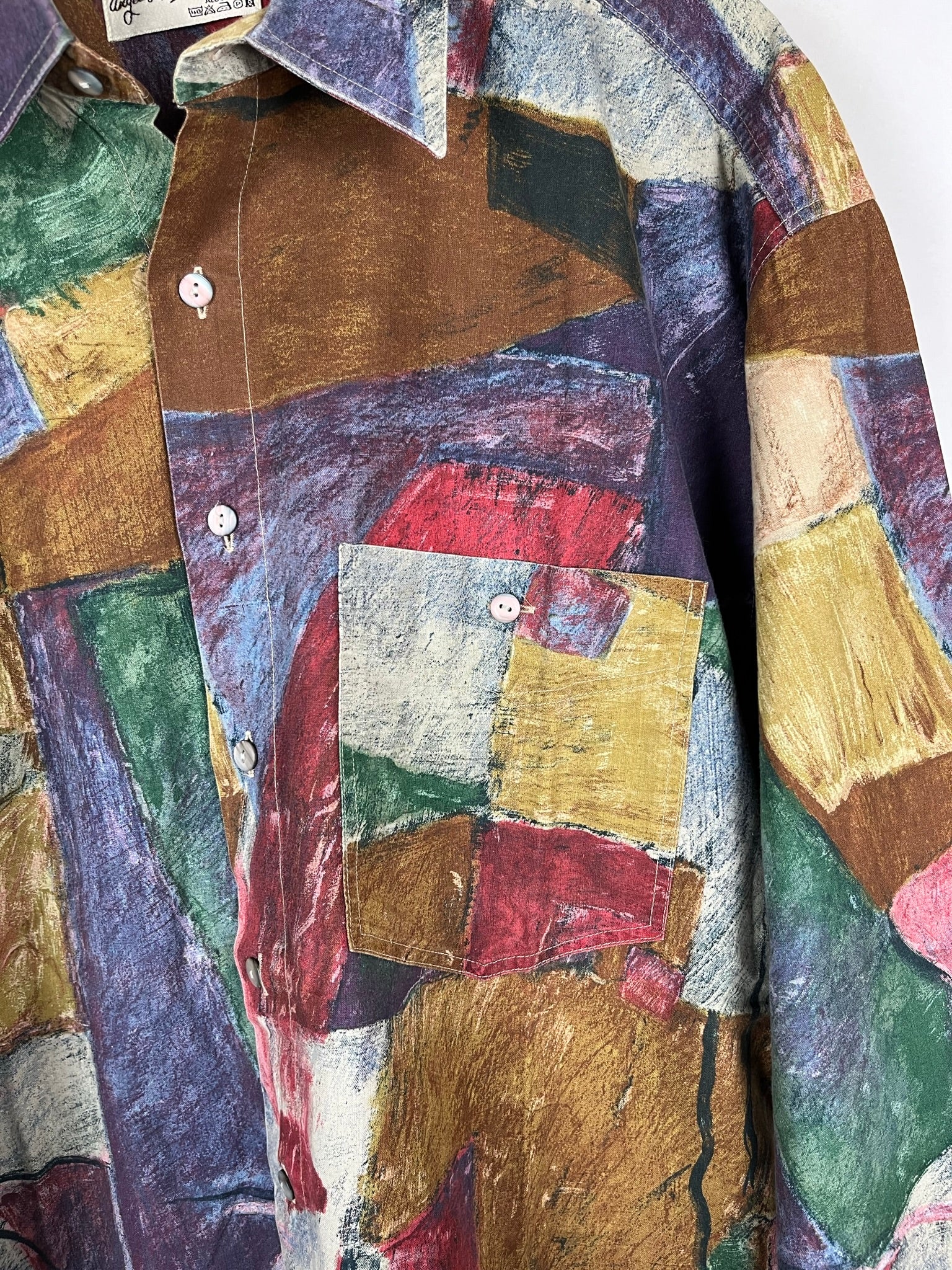 Vintage Crazy Pattern Baumwollhemd (L)