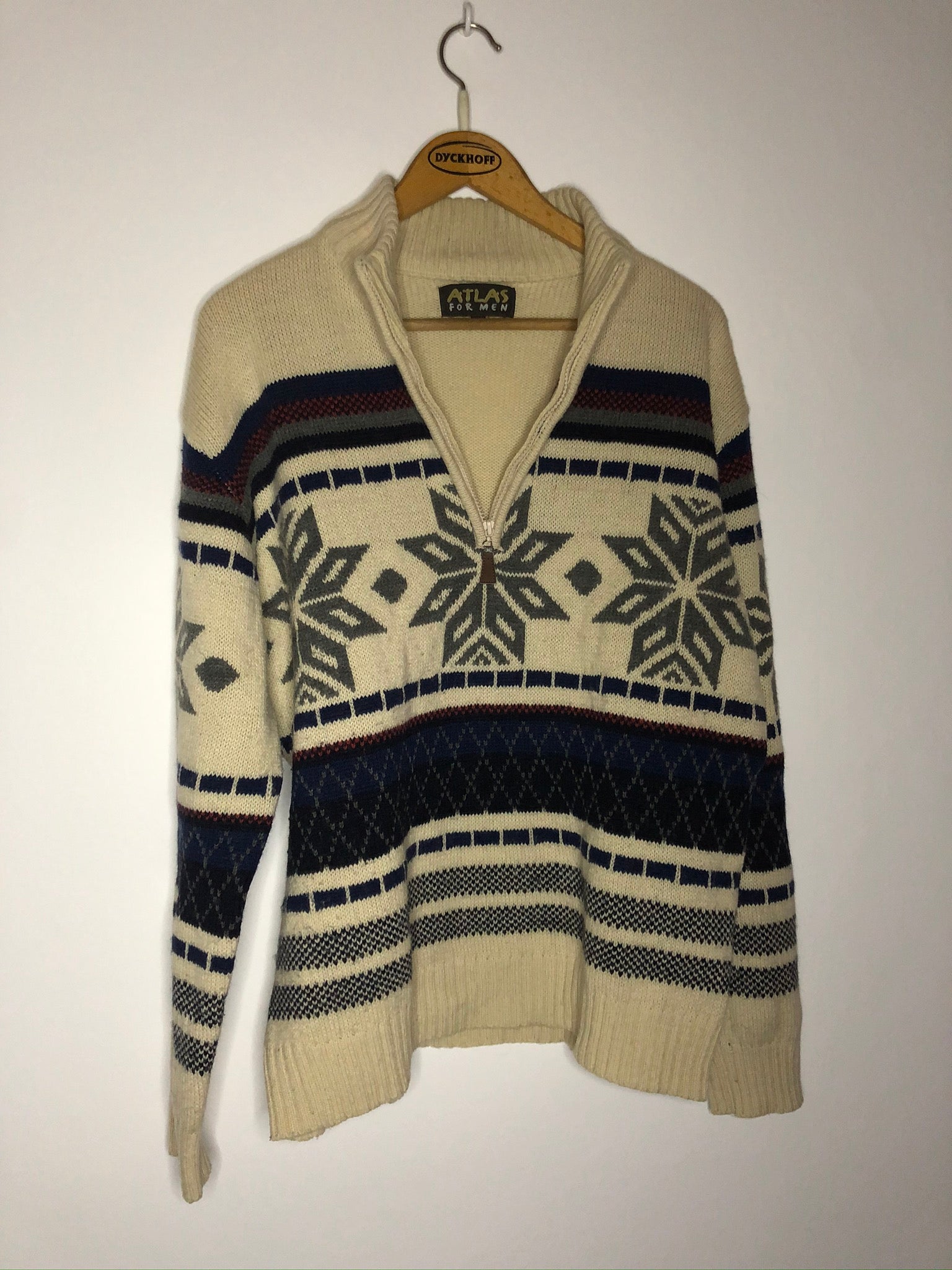 Vintage Half-Zip Wollsweater (L)