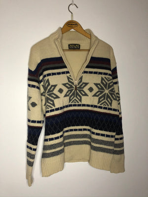 Vintage Half-Zip Wollsweater (L)