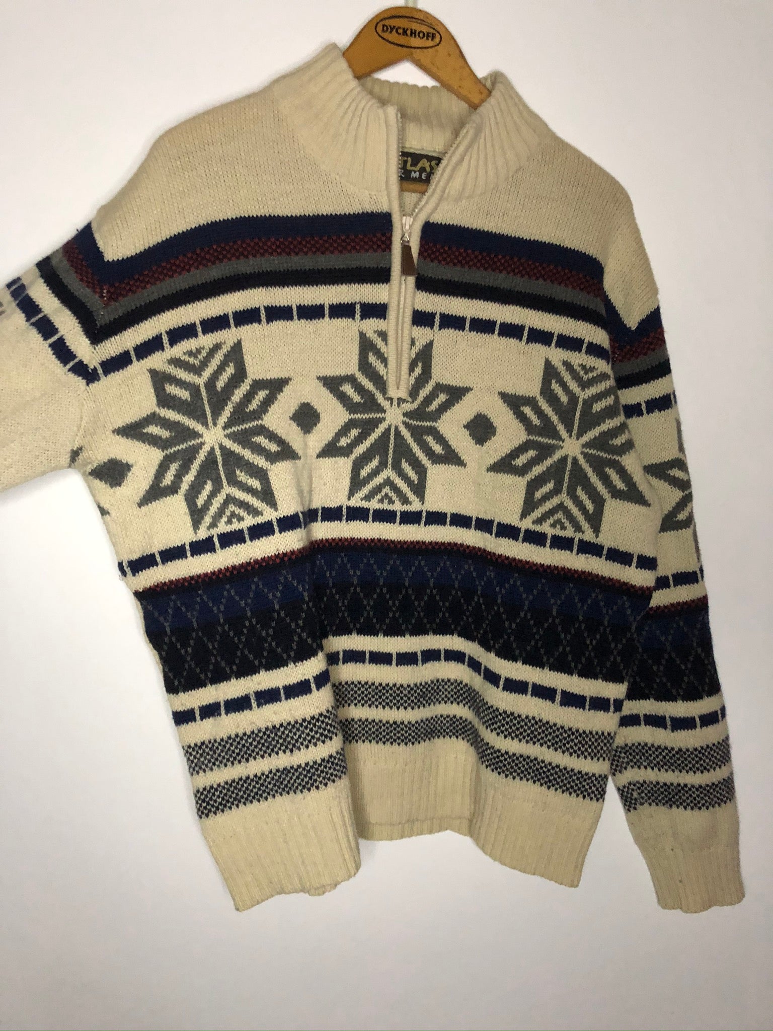 Vintage Half-Zip Wollsweater (L)